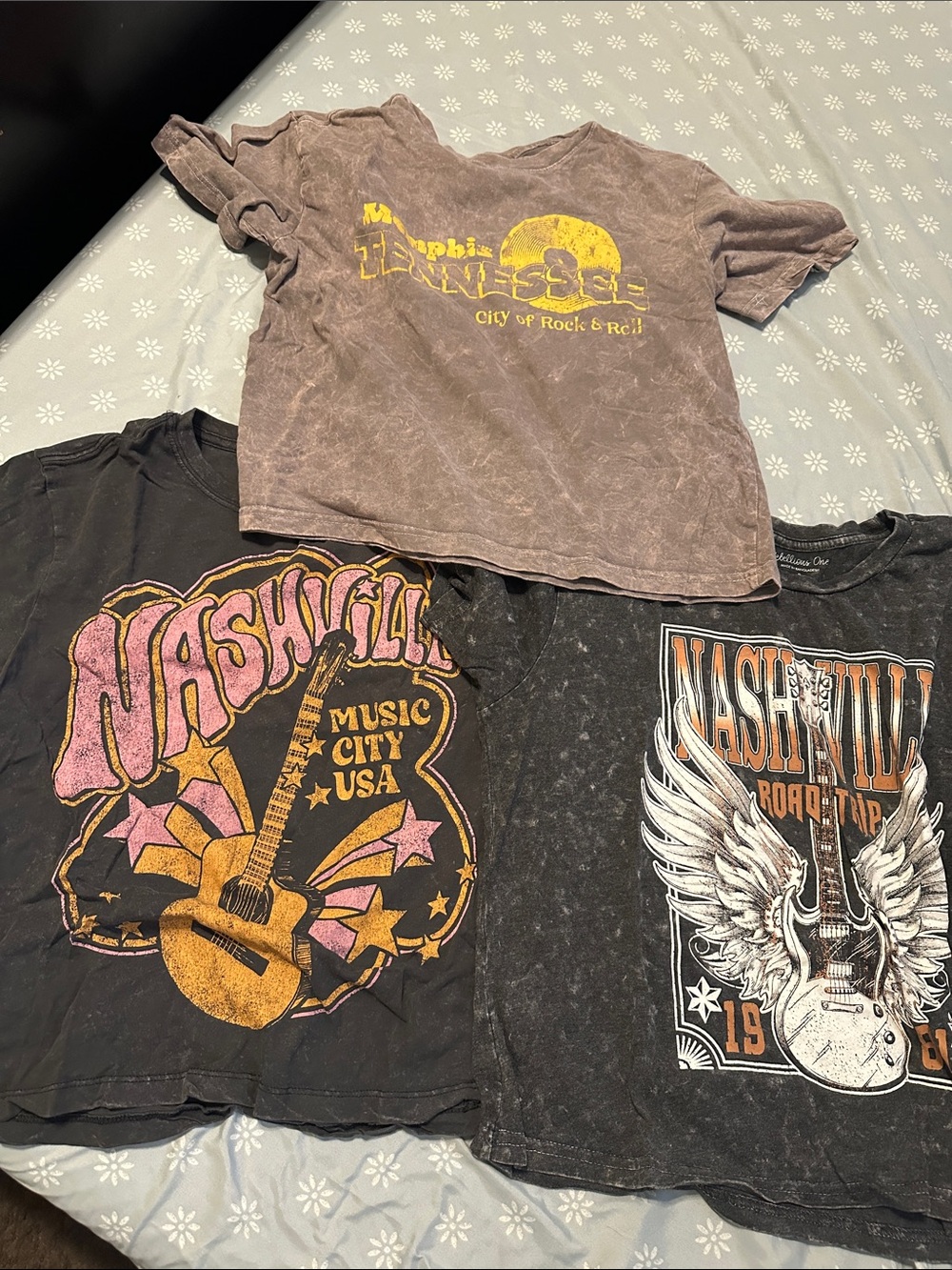 Women’s  Nashville Graphic Tee - Brown & Black Vintage Style 3 piece bundle